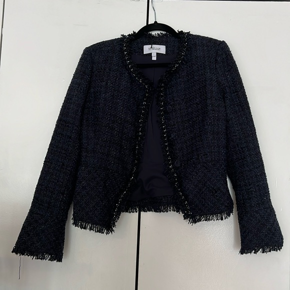 Derek Lam 10 Crosby Navy Tweed Elizabeth Peplum Jacket - Picture 2 of 5